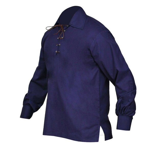 Navy Blue Ghillie Jacobite Shirt Comfortable and Stylish Summer Shirt SIZE 3XL - Picture 1 of 9